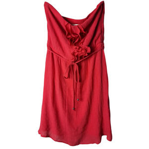 Accidentlly in Love red/pinkish red ruffle strapless dress